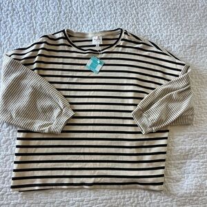 Hayden Striped Black and Cream Women’s Top XL